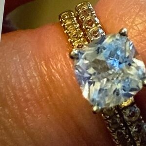 10 k yellow gold white sapphire ring set